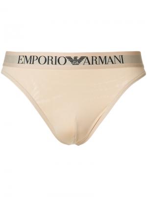 Трусы с логотипом Emporio Armani. Цвет: телесный