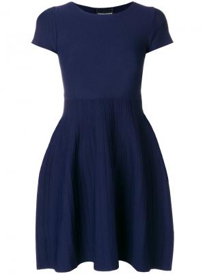 Плиссированное короткое платье Emporio Armani. Цвет: синий