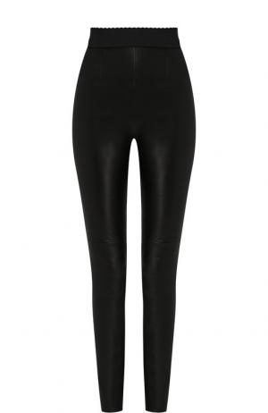 Кожаные брюки с эластичным поясом Dolce & Gabbana. Цвет: черный