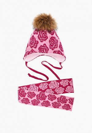 Шапка и шарф Aviva. Цвет: розовый