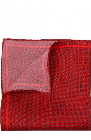 Шелковый платок с узором Canali. Цвет: красный