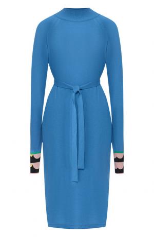 Кашемировое платье с поясом Emilio Pucci. Цвет: голубой