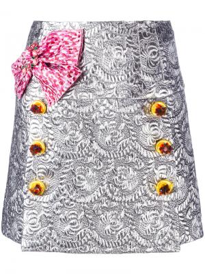 Парчовая мини юбка Dolce & Gabbana. Цвет: серый