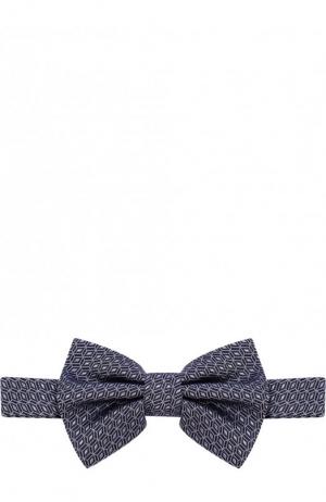 Шелковый галстук-бабочка с узором Emporio Armani. Цвет: синий