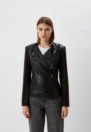 Куртка кожаная DKNY. Цвет: черный