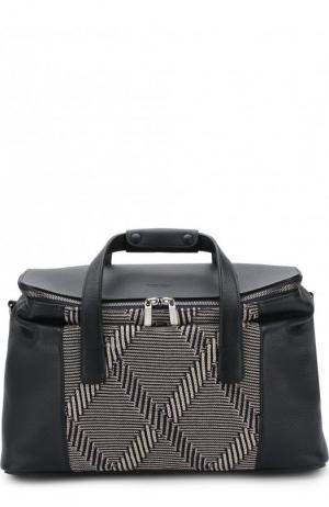 Кожаная дорожная сумка с плечевым ремнем Giorgio Armani. Цвет: темно-синий