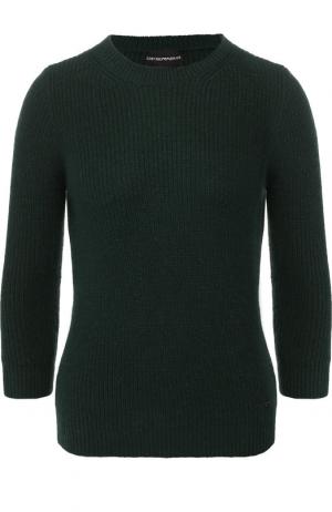 Вязаный пуловер с укороченным рукавом Emporio Armani. Цвет: зеленый