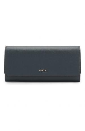 Кожаный кошелек с клапаном и логотипом бренда Furla. Цвет: серый