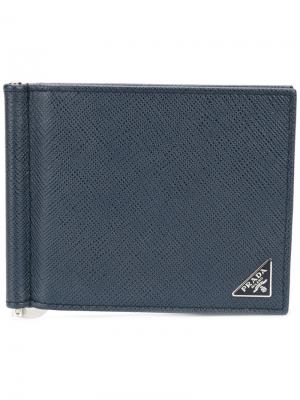 Классический бумажник Prada. Цвет: синий