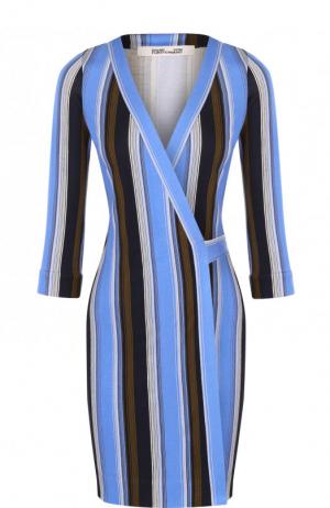Шелковое мини-платье с запахом Diane Von Furstenberg. Цвет: голубой