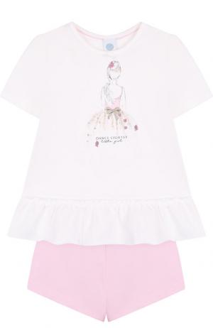 Хлопковая пижама Sanetta. Цвет: бежевый