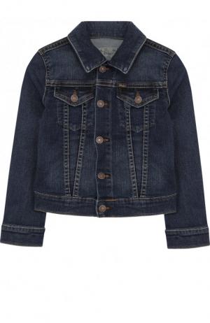 Джинсовая куртка с декоративными потертостями Polo Ralph Lauren. Цвет: синий