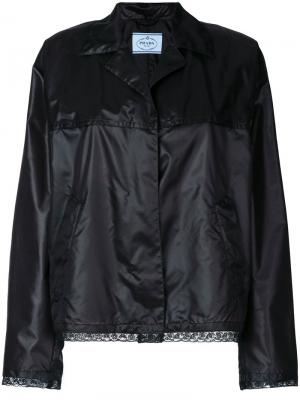 Куртка с кружевной отделкой Prada. Цвет: чёрный