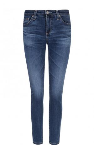Укороченные джинсы-скинни с потертостями Ag. Цвет: синий