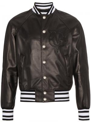 Кожаная куртка-бомбер с логотипом Givenchy. Цвет: чёрный
