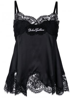 Камисоль с кружевной оторочкой Dolce & Gabbana. Цвет: чёрный