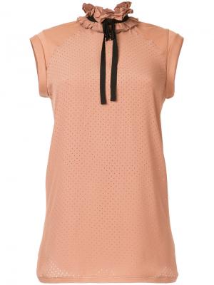 Блузка с оборками и перфорацией Nº21. Цвет: розовый и фиолетовый