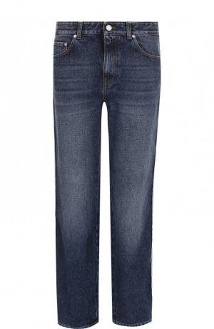 Укороченные джинсы прямого кроя с потертостями Alexander McQueen. Цвет: синий