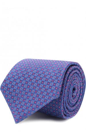 Шелковый галстук с узором Canali. Цвет: синий