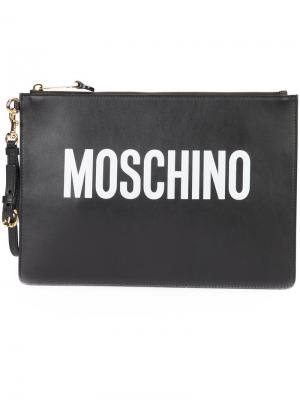 Клатч с логотипом Moschino. Цвет: чёрный