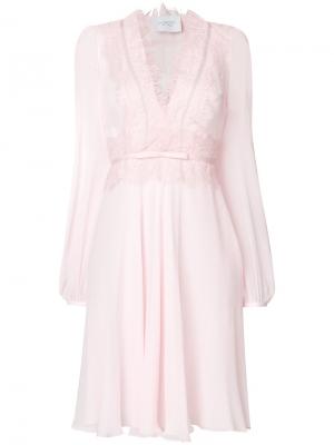 Платье с кружевными вставками Giambattista Valli. Цвет: розовый и фиолетовый