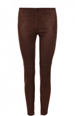 Замшевые брюки-скинни Ralph Lauren. Цвет: коричневый