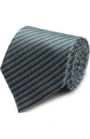 Шелковый галстук с узором Ermenegildo Zegna. Цвет: бирюзовый