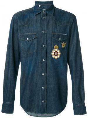 Джинсовая рубашка с аппликацией Dolce & Gabbana. Цвет: синий