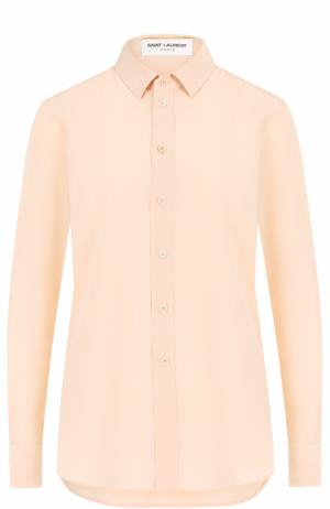 Шелковая блуза прямого кроя Saint Laurent. Цвет: бежевый
