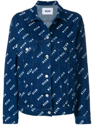 Джинсовая куртка с логотипом MSGM. Цвет: синий