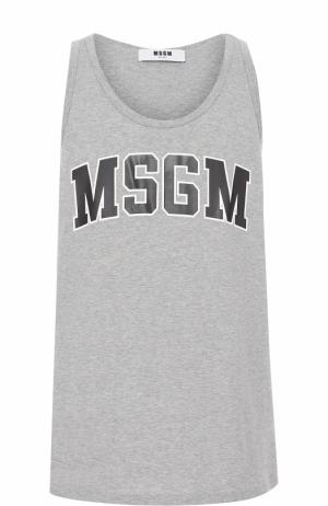 Хлопковая майка свободного кроя с логотипом бренда MSGM. Цвет: серый