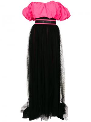 Многослойное платье с открытыми плечами MSGM. Цвет: розовый и фиолетовый
