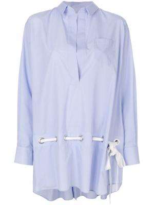 Рубашка-туника со шнуровкой и люверсами Sacai. Цвет: синий