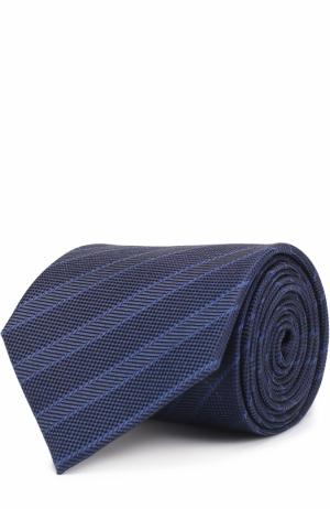 Шелковый галстук в полоску Giorgio Armani. Цвет: синий