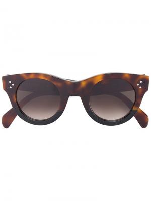 Солнцезащитные очки в черепаховой оправе Céline Eyewear. Цвет: коричневый