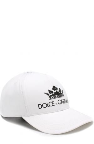 Хлопковая бейсболка с логотипом бренда Dolce & Gabbana. Цвет: белый