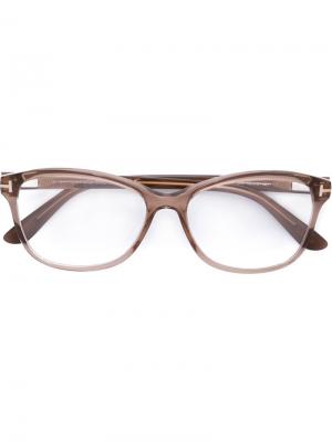 Очки в квадратной оправе Tom Ford Eyewear. Цвет: телесный