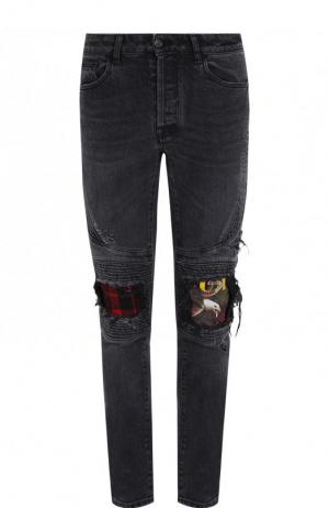 Зауженные джинсы с потертостями Marcelo Burlon. Цвет: темно-серый
