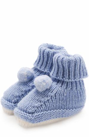 Шерстяные носки с помпоном Baby T. Цвет: голубой