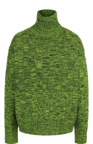 Пуловер из смеси шерсти и хлопка с воротником-стойкой Victoria, Victoria Beckham. Цвет: зеленый