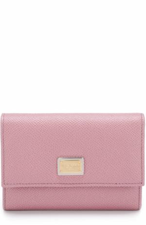 Кожаный кошелек с клапаном и логотипом бренда Dolce & Gabbana. Цвет: розовый