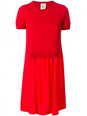Платье с трикотажной вставкой Semicouture. Цвет: красный