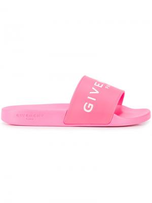 Шлепанцы с логотипом бренда Givenchy. Цвет: розовый и фиолетовый