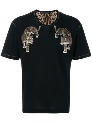 Футболка с заплатками в виде леопарда Dolce & Gabbana. Цвет: чёрный