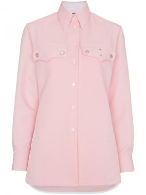 Джинсовая рубашка с длинными рукавами Calvin Klein 205W39nyc. Цвет: розовый и фиолетовый