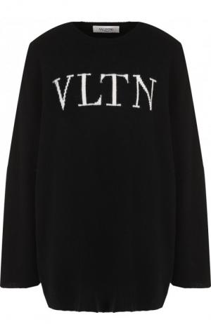 Пуловер свободного кроя из смеси шерсти и кашемира Valentino. Цвет: черно-белый