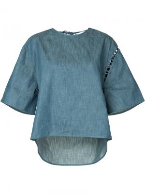 Джинсовая футболка с широкими рукавами Maison Mihara Yasuhiro. Цвет: синий