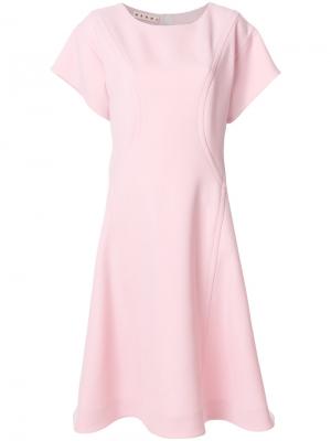 Расклешенное платье с короткими рукавами Marni. Цвет: розовый и фиолетовый