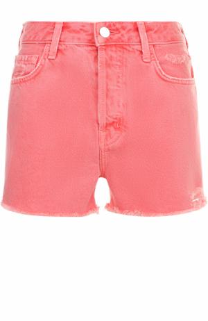 Джинсовые мини-шорты с потертостями J Brand. Цвет: розовый
