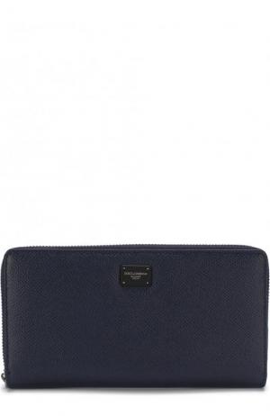 Кожаное портмоне на молнии Dolce & Gabbana. Цвет: синий